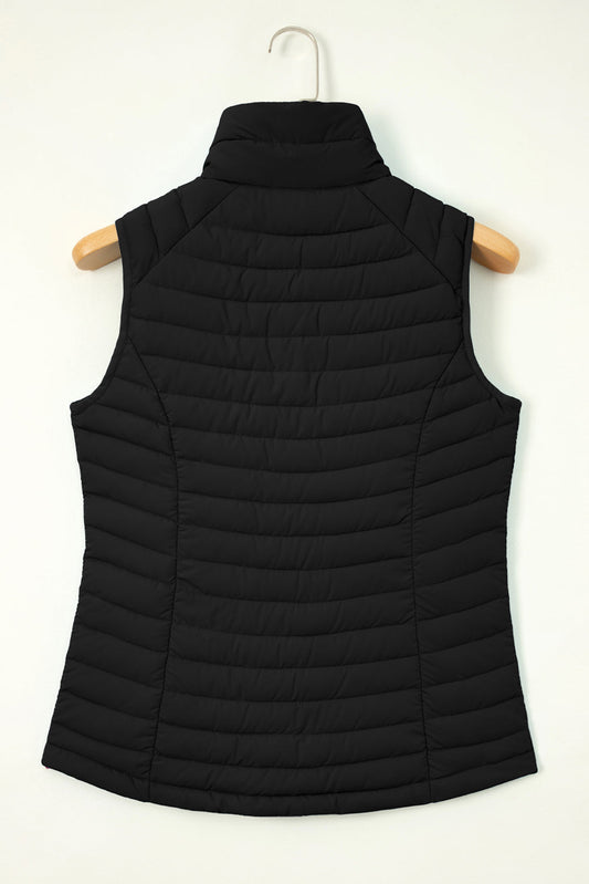 Harper Quilted Zipped Puffer Vest-1