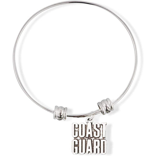 Coast Guard Text Fancy Charm Bangle-0