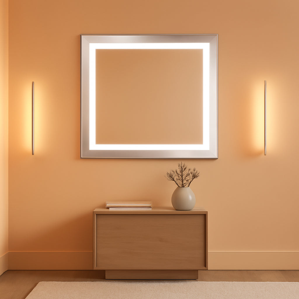 LED Backlit Mirror Chrome 30x24 Inch Vanity Mirror-0