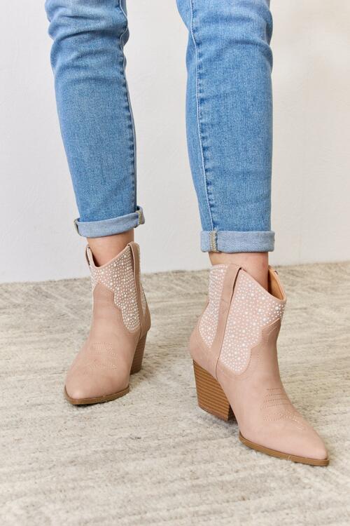 Elacy Favorite Rhinestone Ankle Cowgirl Booties