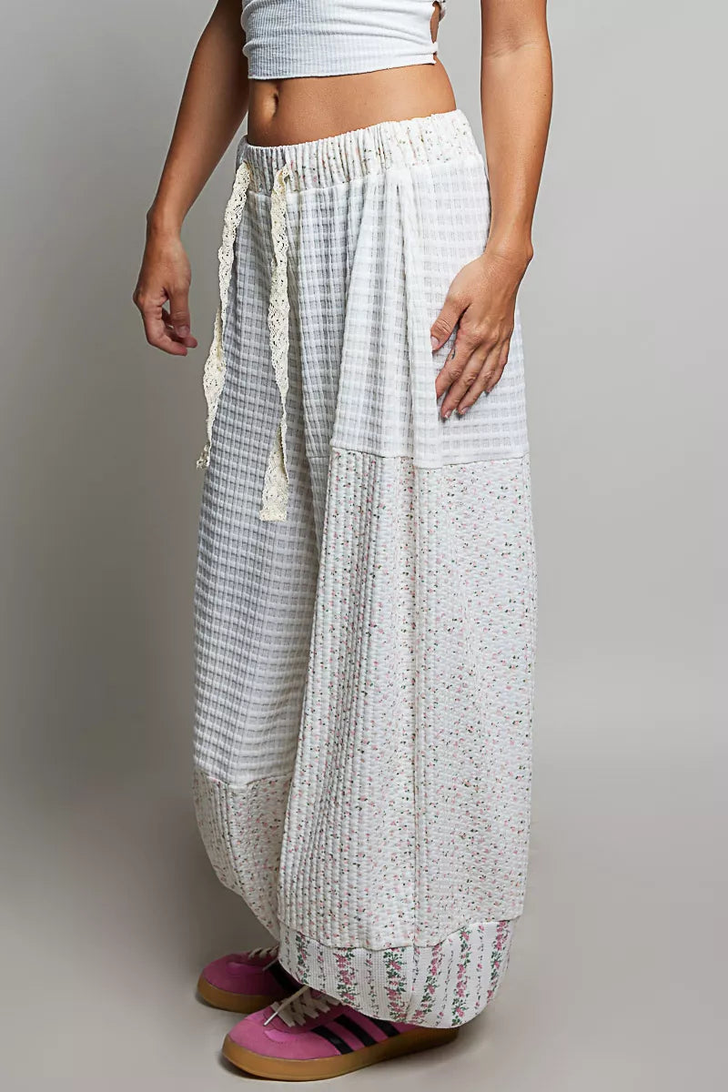 POL Patchwork Wide Leg Pants