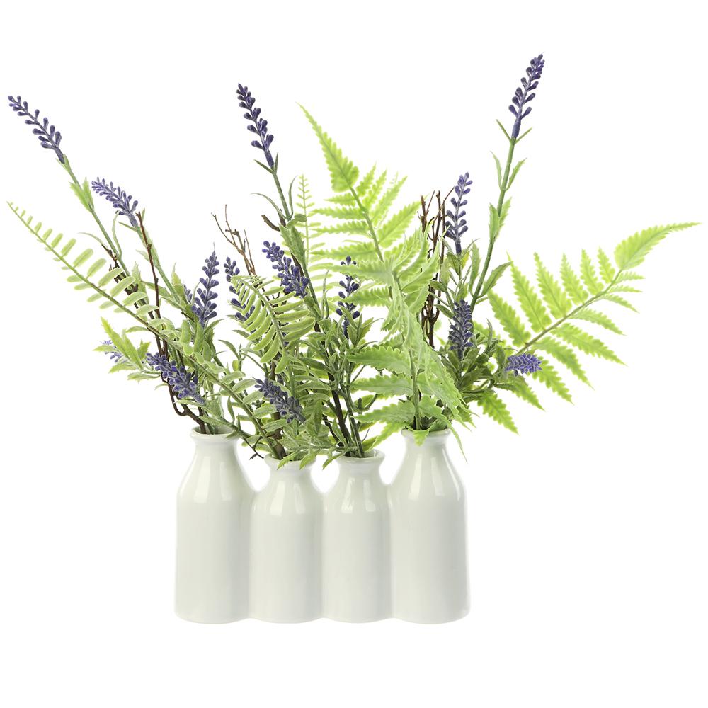 12" Lavender / Fern in Ceramic Vase-0