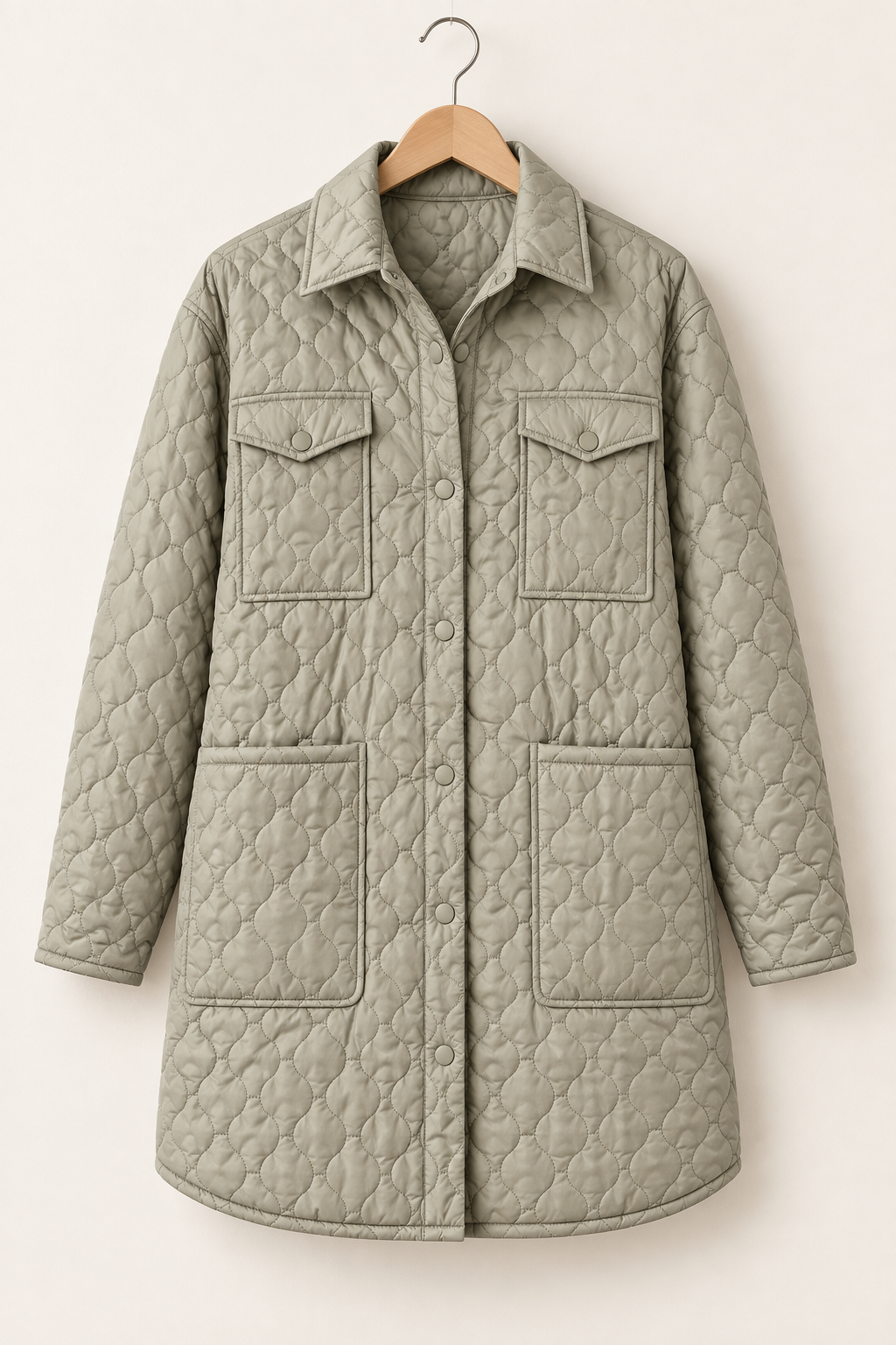 Diamond-Quilted Snap-Front Coat