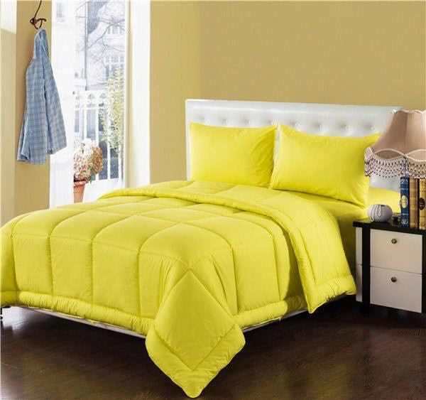 Tache Cotton Baffle Box Stitched Sunny Yellow Comforter Set-0