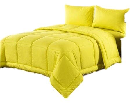 Tache Cotton Baffle Box Stitched Sunny Yellow Comforter Set-1