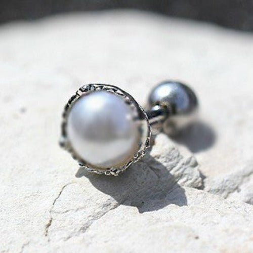 316L Stainless Steel Crown Pearl Cartilage Earring-0
