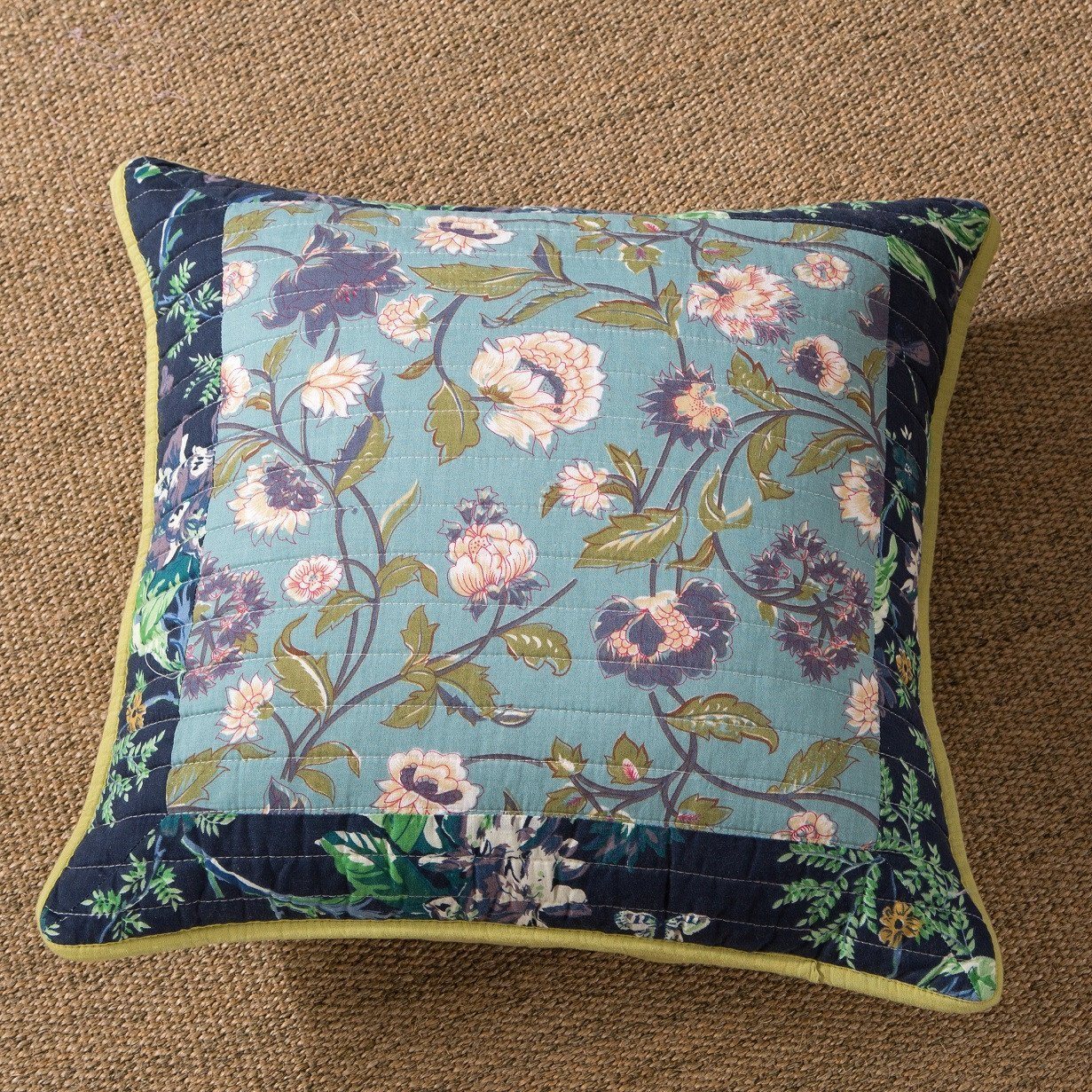 Tache 2 PC Bohemian Tropical Calla Lily Patchwork Quilted 18x18 Cushion Covers (TAJHW-687-CC)-1