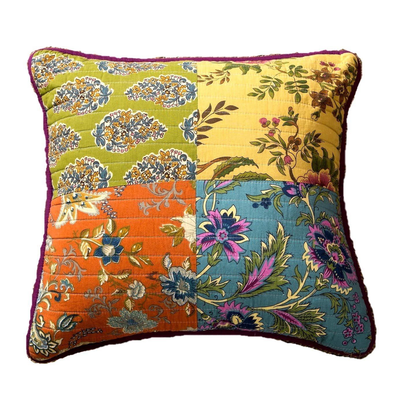 Tache 2 PC Cotton Bohemian Carnival Garden Patchwork 18x18 Cushion Covers (JHW-676-CC)-0