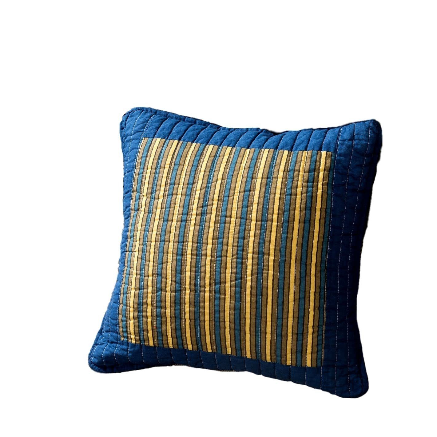Tache 2 PC Elegant Striped Forest Patchwork Quilted Floral 18x18 Cushion Covers (TAJHW-679-CC)-0