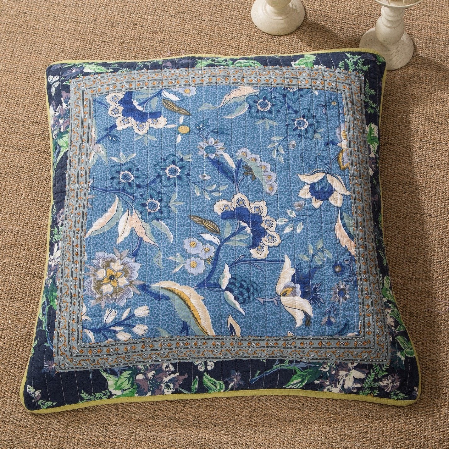 Tache Cotton Bohemian Tropical Calla Lily Patchwork 1-Piece 26x26" Euro Sham (TAJHW-687-26x26)-0