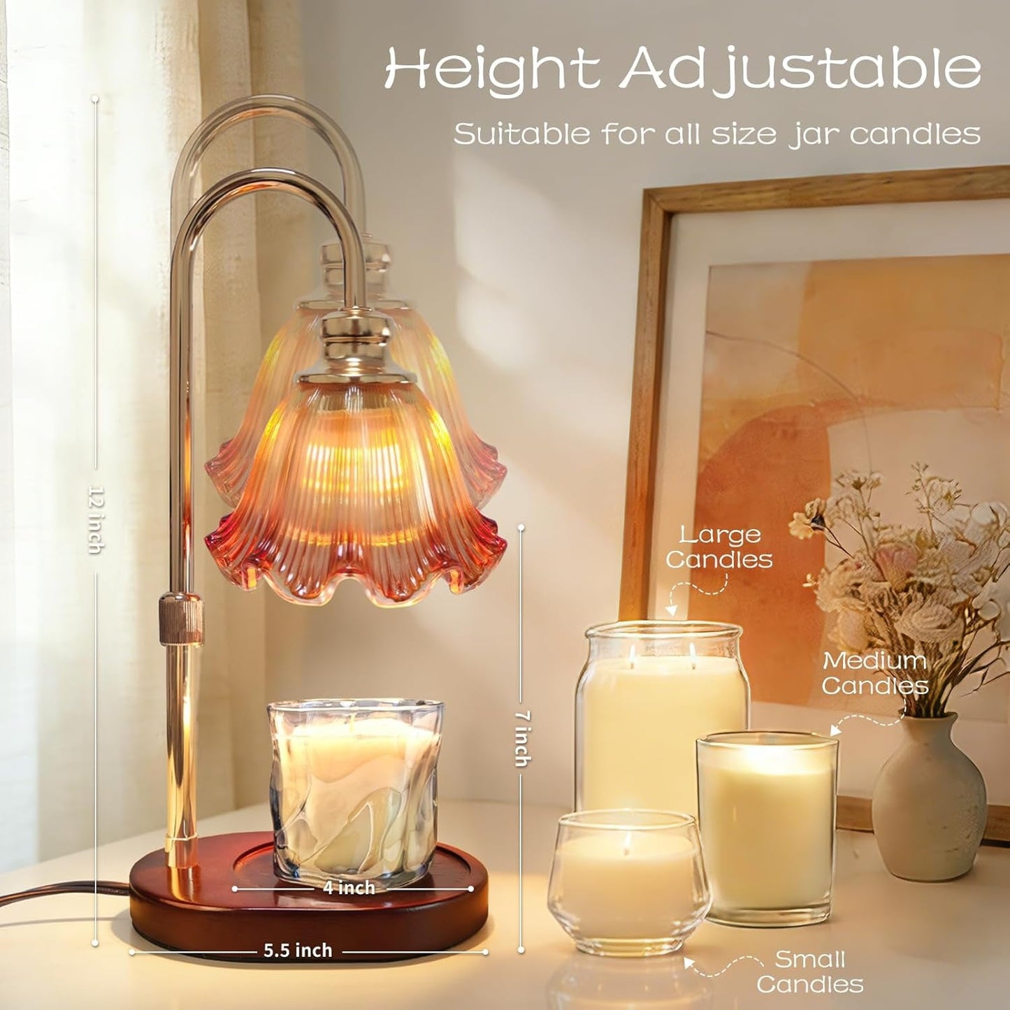 Dimmable Timer Adjustable Height Candle Warmer Lamp For Home-3