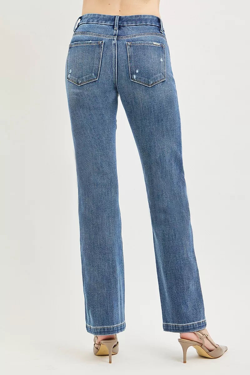 RISEN Tummy Control Stretch Mid Rise Straight Crease Line