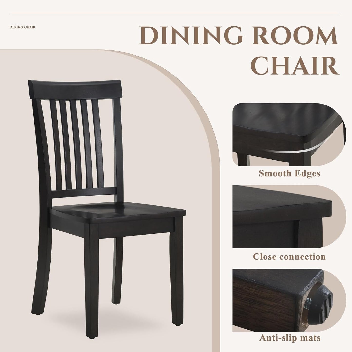 Wooden Windsor Dining Chairs Set Of 6 Dark Brown With Spindle Back-3