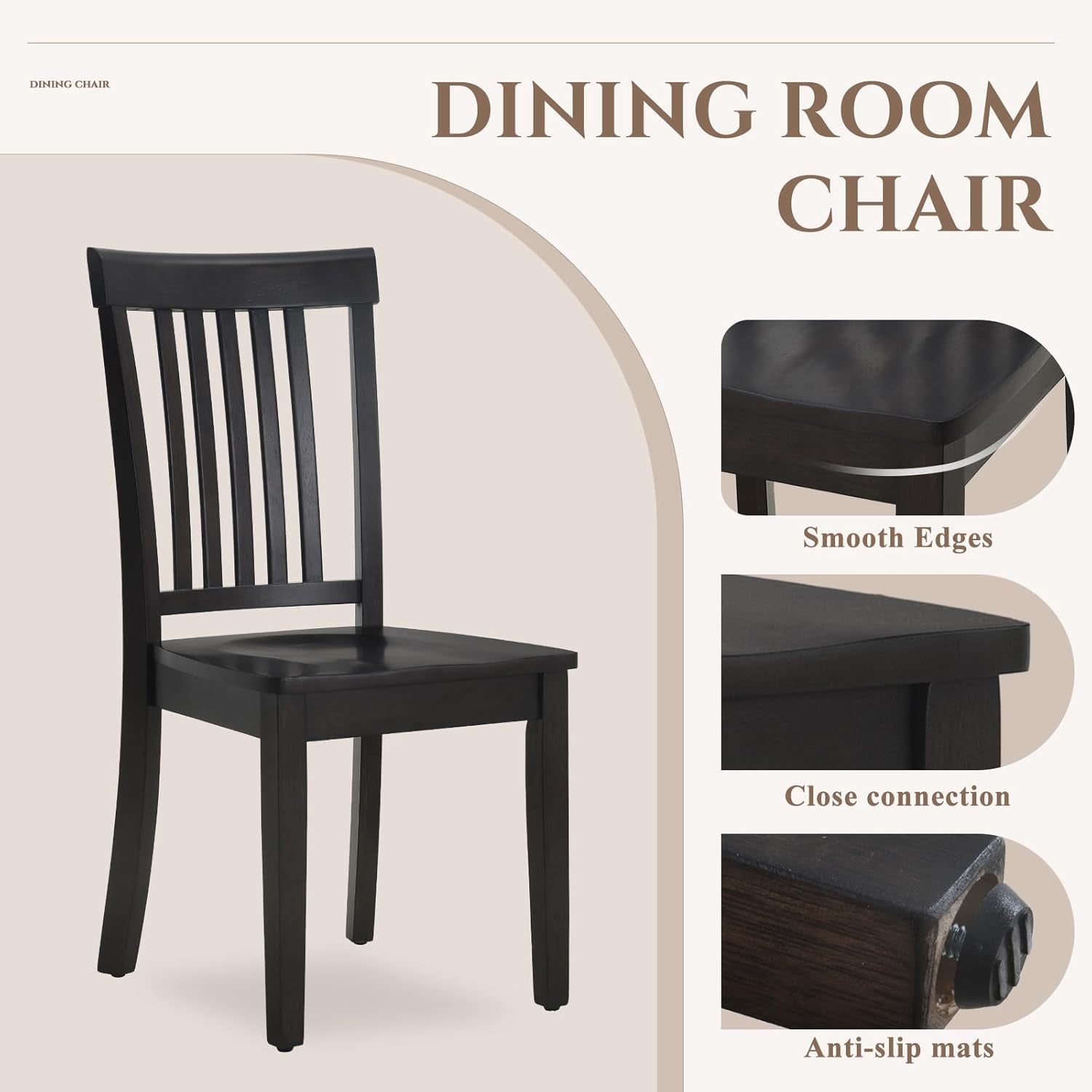 Wooden Windsor Dining Chairs Set Of 6 Dark Brown With Spindle Back-3