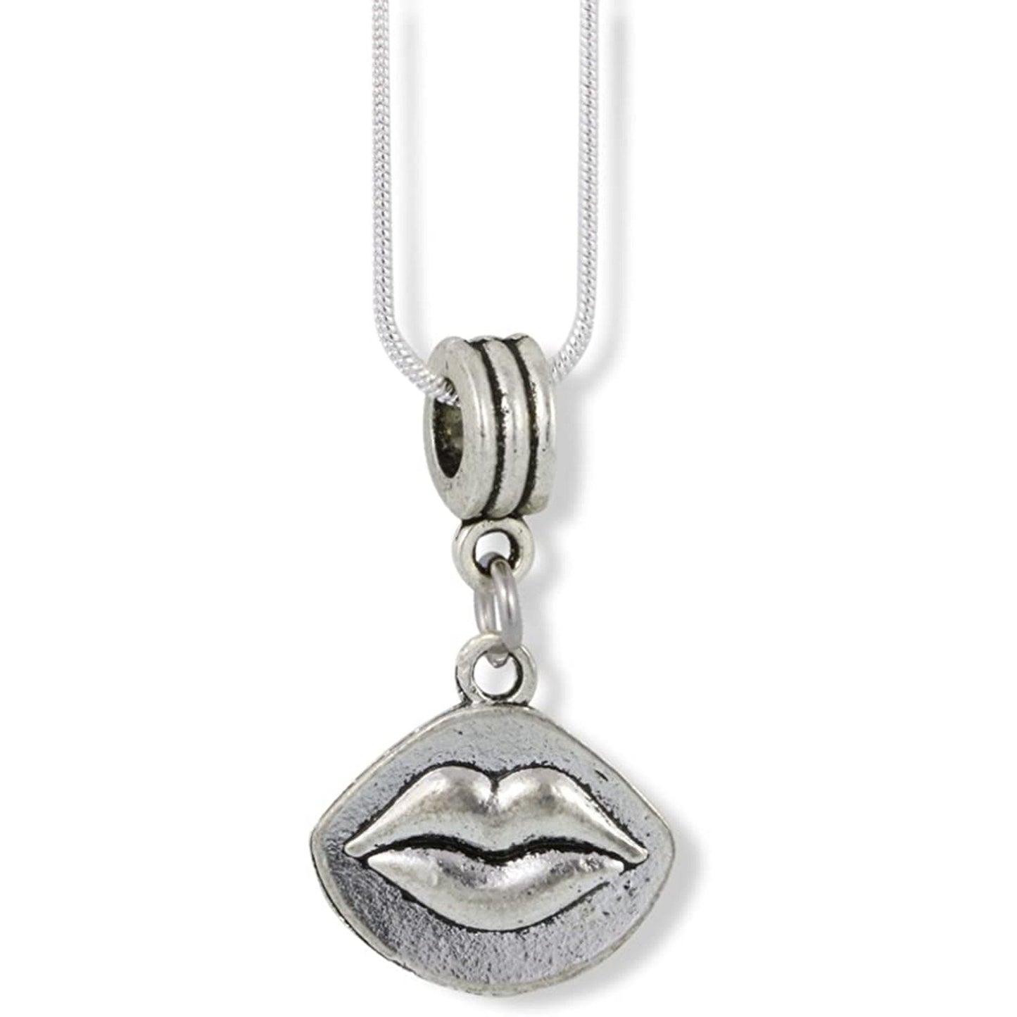 Lips on Oval Charm Mouth Necklace-0