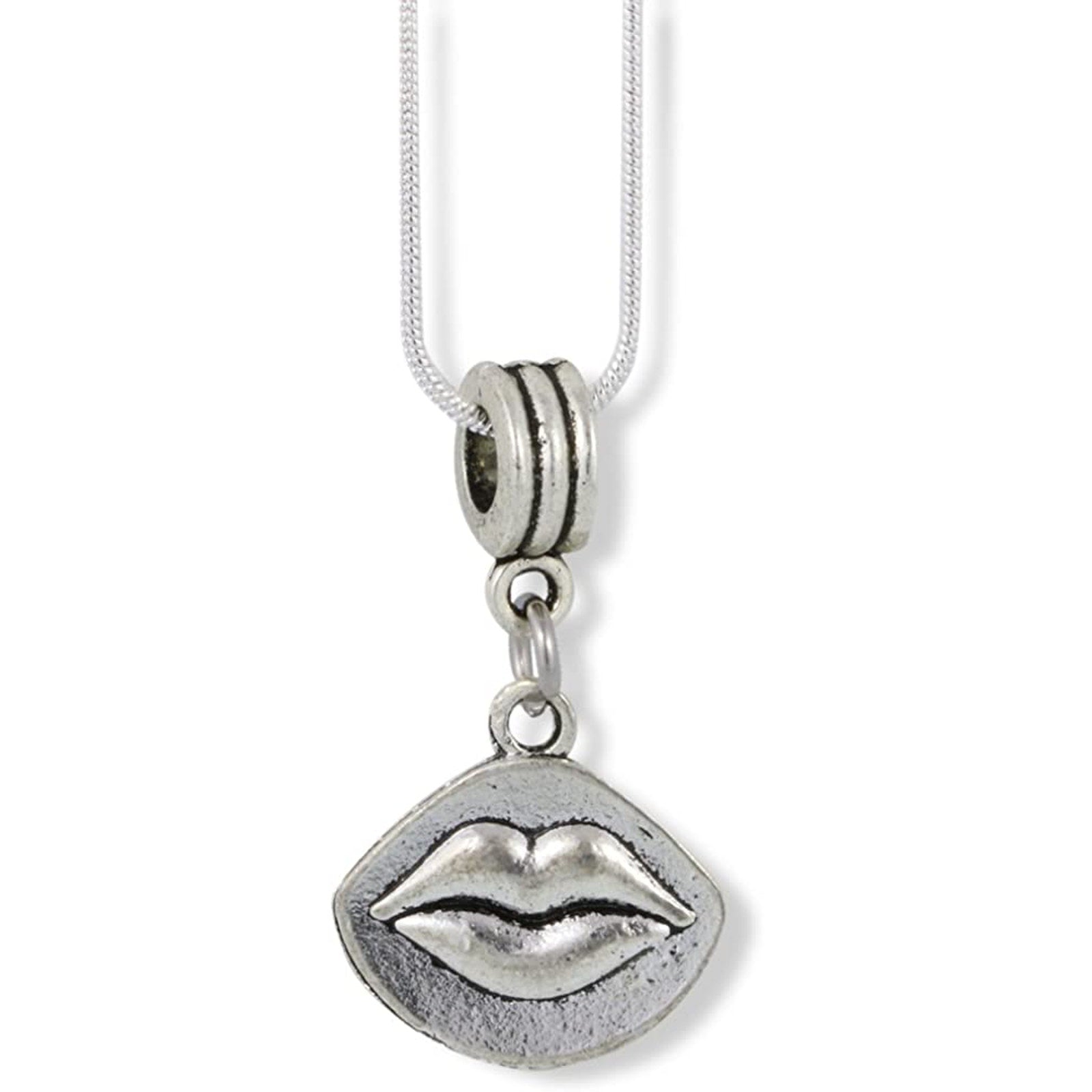 Lips on Oval Charm Mouth Necklace-0