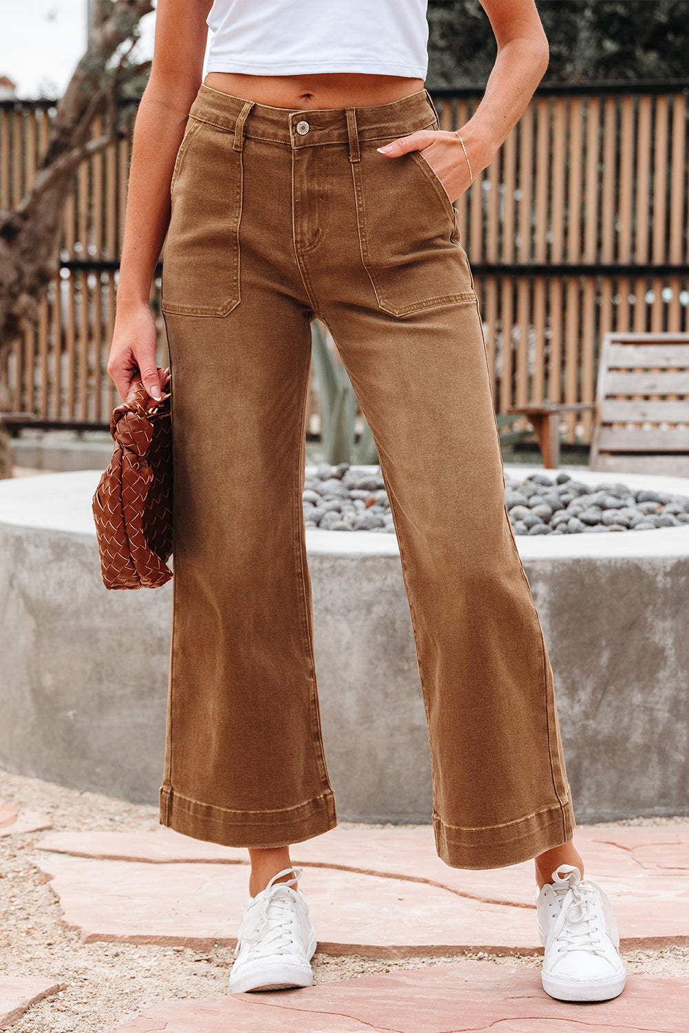 Courtney Cropped High Rise Wide Leg Jeans-0