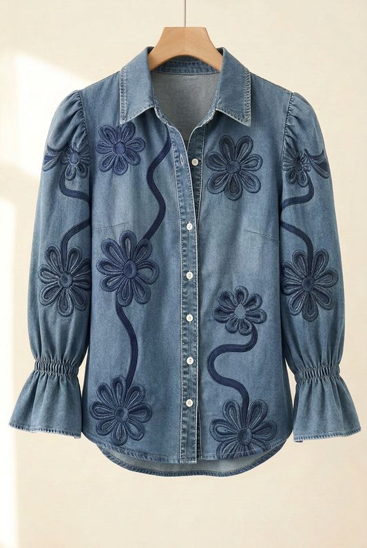 Wildflower Embroidered Button-Up Shirt
