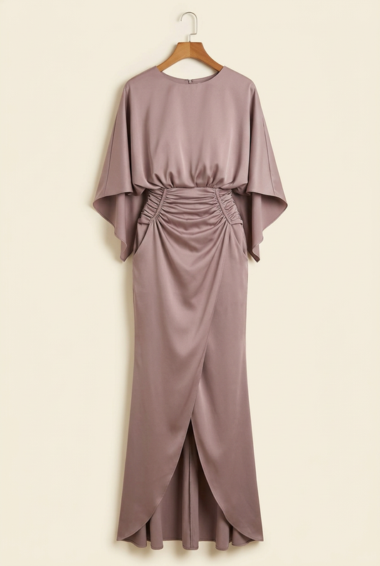 Rosé Romance Ruched-Waist Maxi Dress
