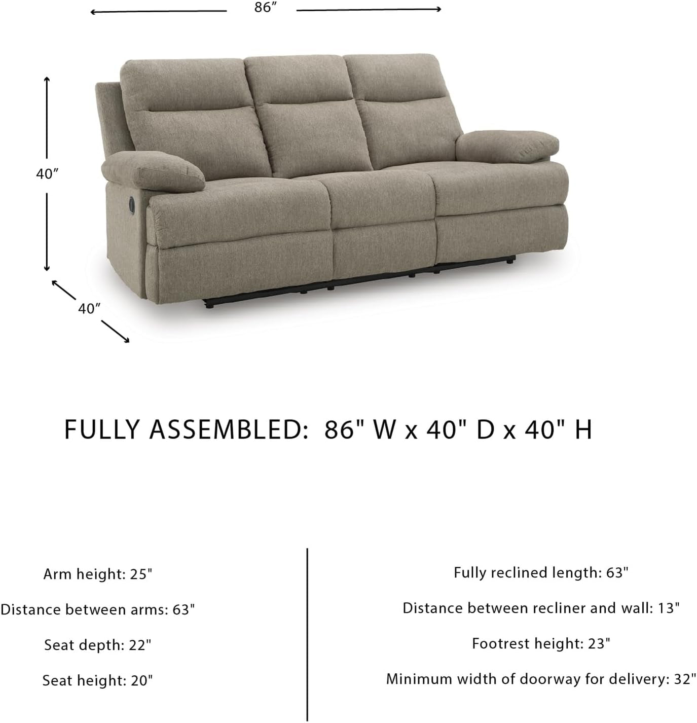 Light Brown Chenille Upholstered Sofa USB Charging-2