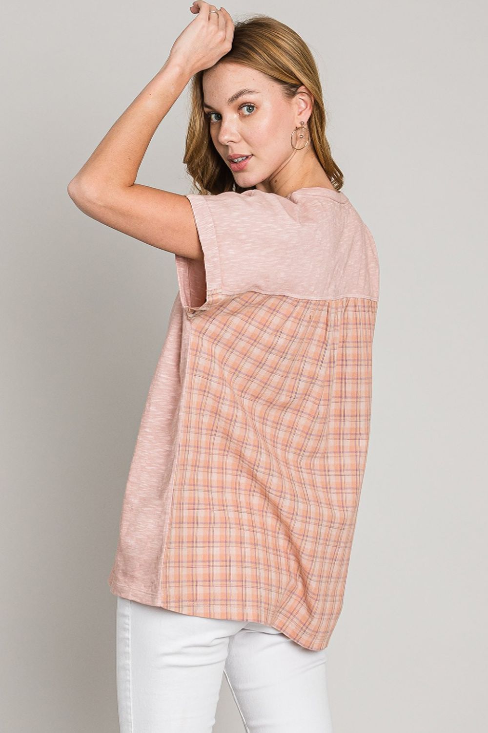 Cotton Bleu by Nu Label Plaid Short Sleeve T-Shirt-1