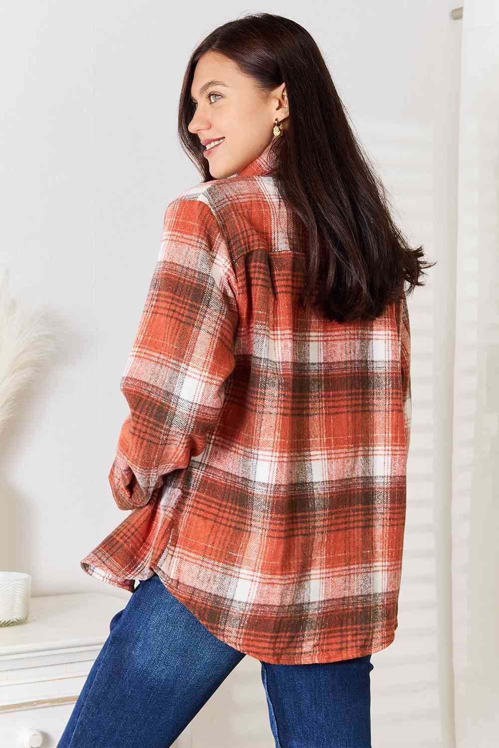 Elacy Favorite Double Take Plaid Long Sleeve Shirt