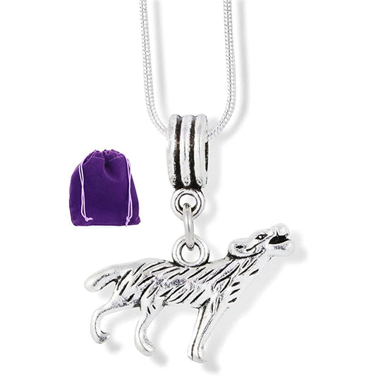Howling Wolf Large Charm Snake Chain Necklace-0