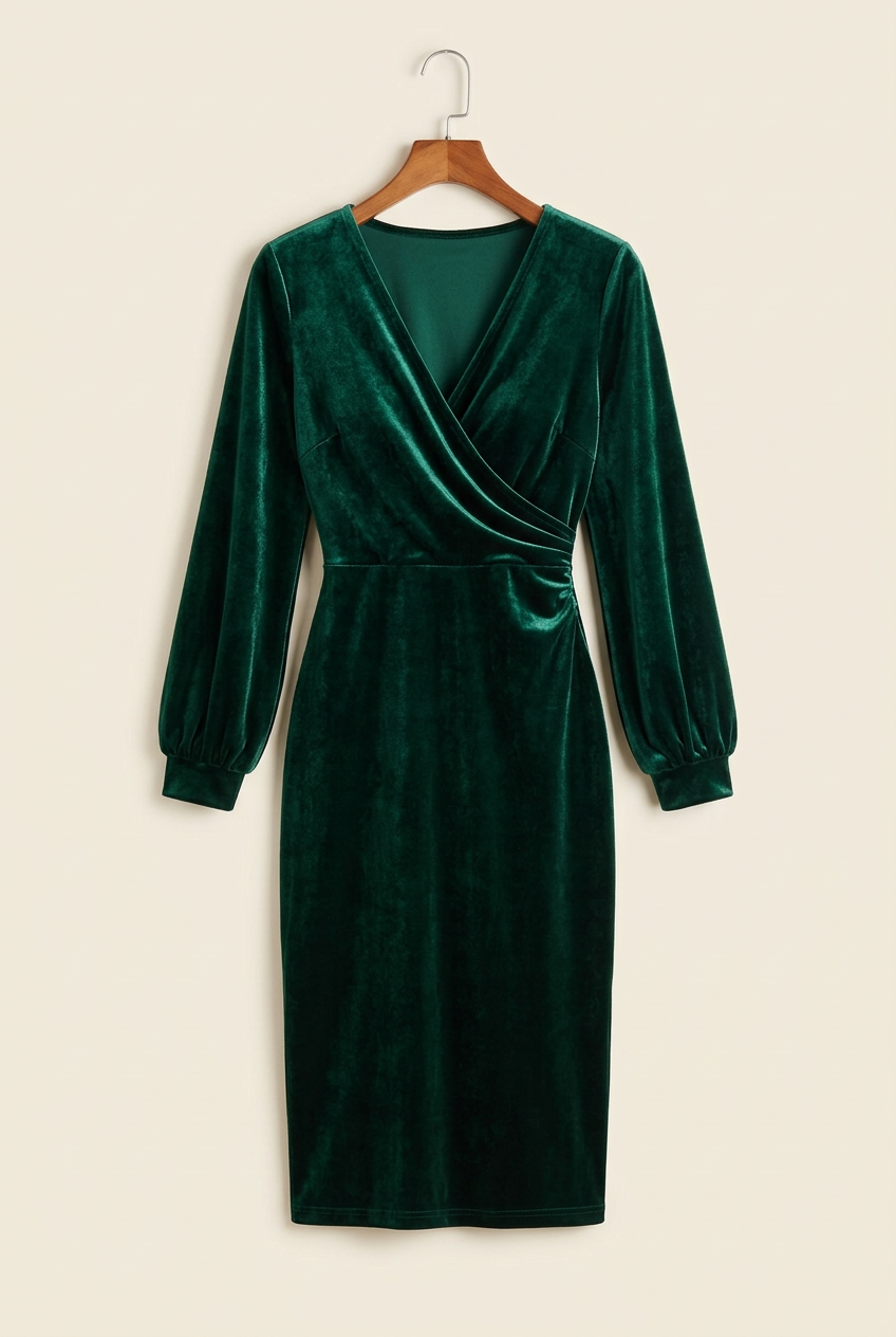 Holiday Toast Velvet Wrap Midi Dress
