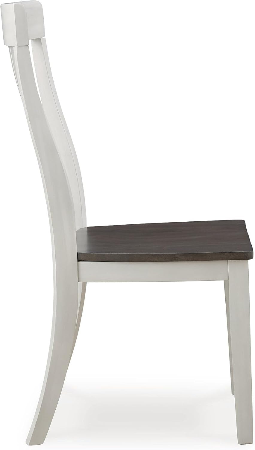 Armless Dining Chairs Contoured Seating White Gray-4