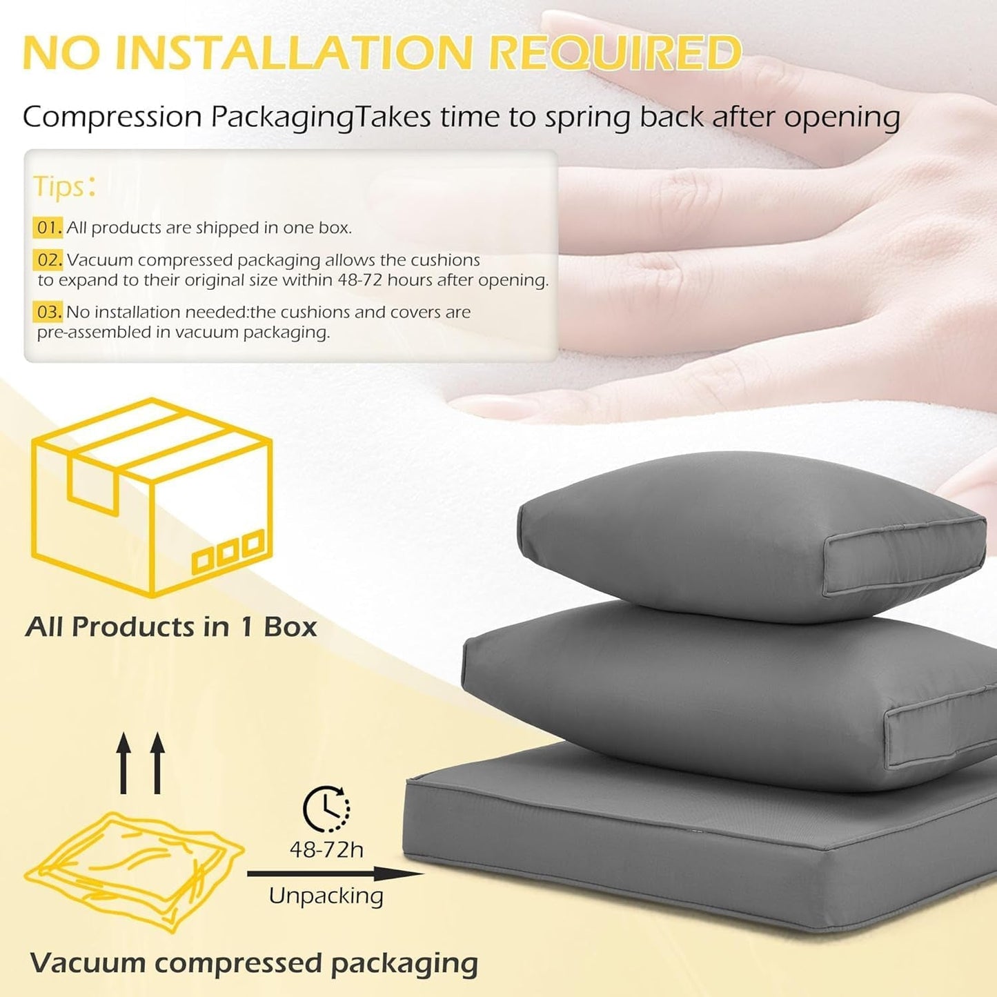 Outdoor Cushions 14 Piece Set Gray Water Repellent For 6 Seat Patio Sofa-3