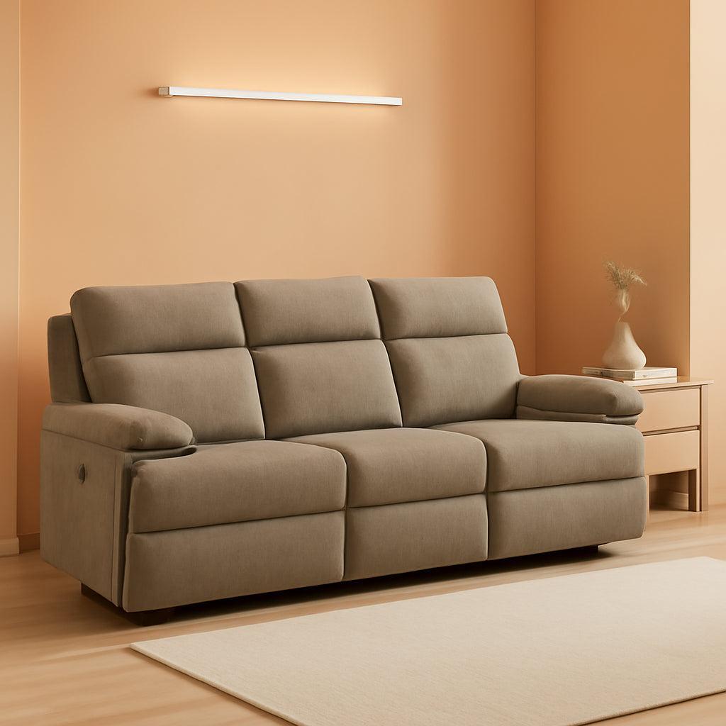 Light Brown Chenille Upholstered Sofa USB Charging-0