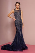 Jewel Embellished Lace Long Dress W/ V-Back