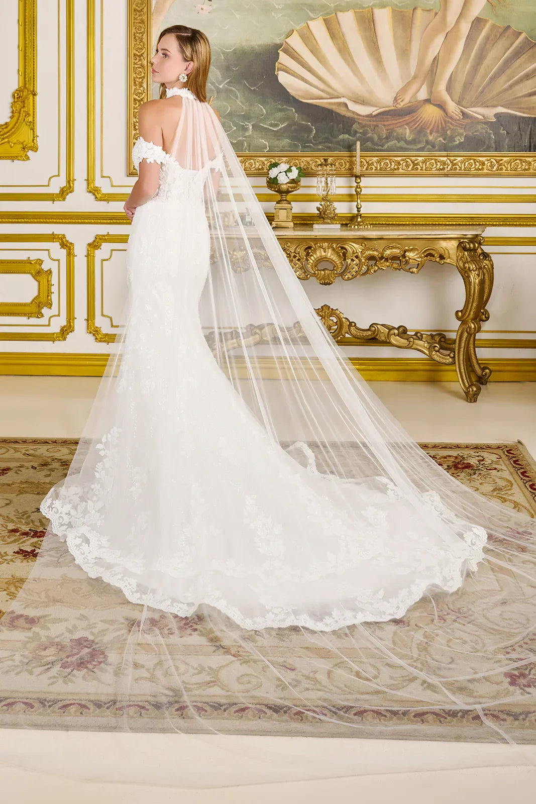 Fitted Wedding Dress With Off-The-Shoulder Design, Appliqués, Embroidery, Beads And Sequins With A Touch Of Sparkle-1