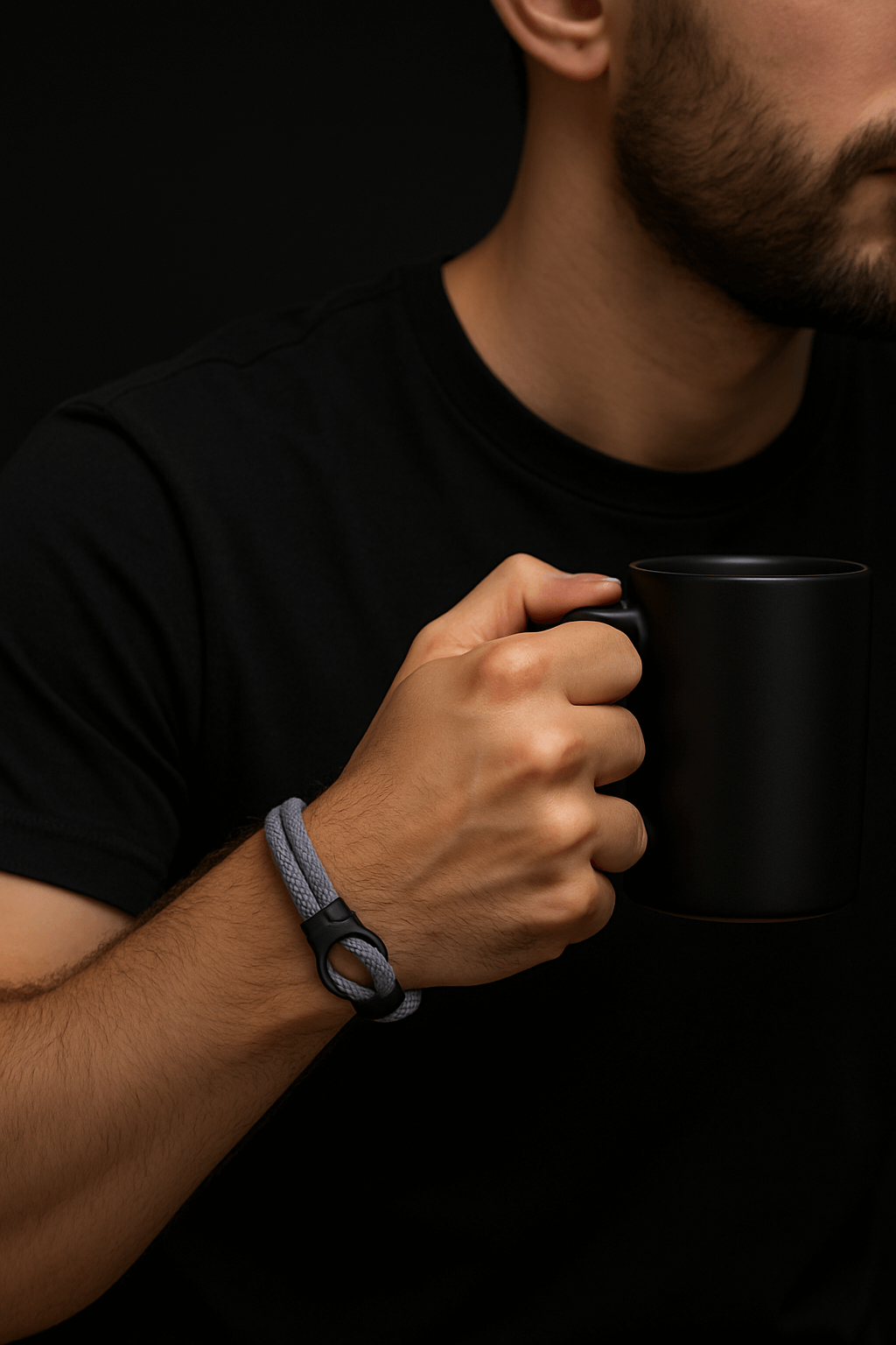Gray Rope Bracelet – Minimalist Men’s Bracelet with Black Magnetic Clasp-1