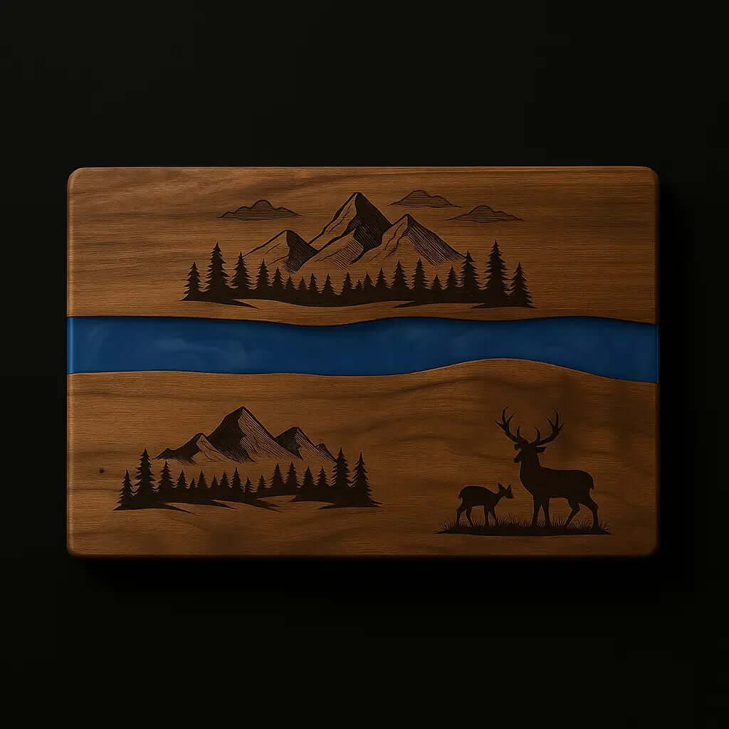 Acacia with Blue Pearl Resin Serving Board-2