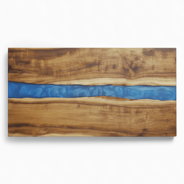 Acacia Wood Serving Board with Blue Pearl Resin | Custom Engraved Charcuterie Board | Personalized Gift for Kitchen & Events-0