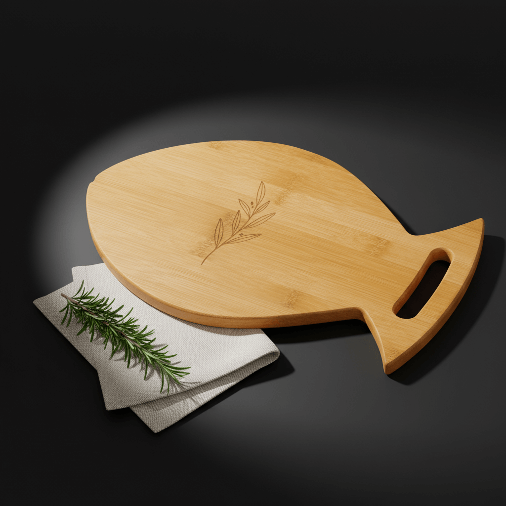 Custom engraved bamboo fish cutting board Bamboo wood Fish Shaped-2