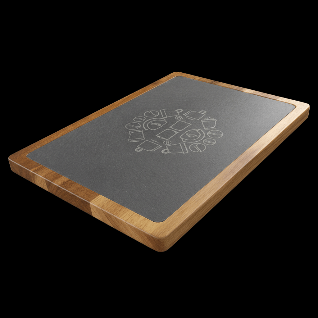 13x9 Acacia Wood & Slate Cutting Board – Handmade Charcuterie, Serving, and Engraving Board-3