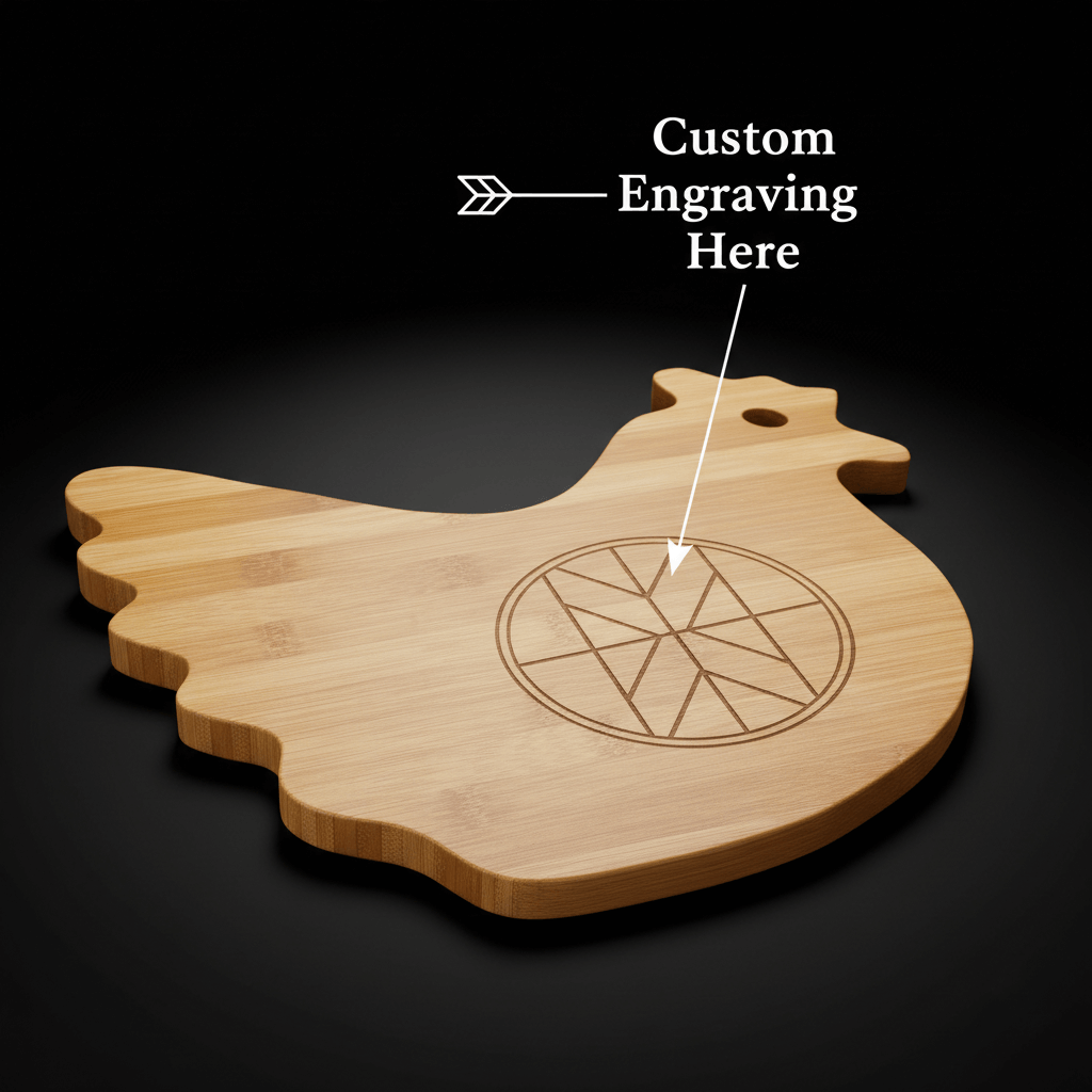 Personalized Bamboo Hen Cutting Board-1