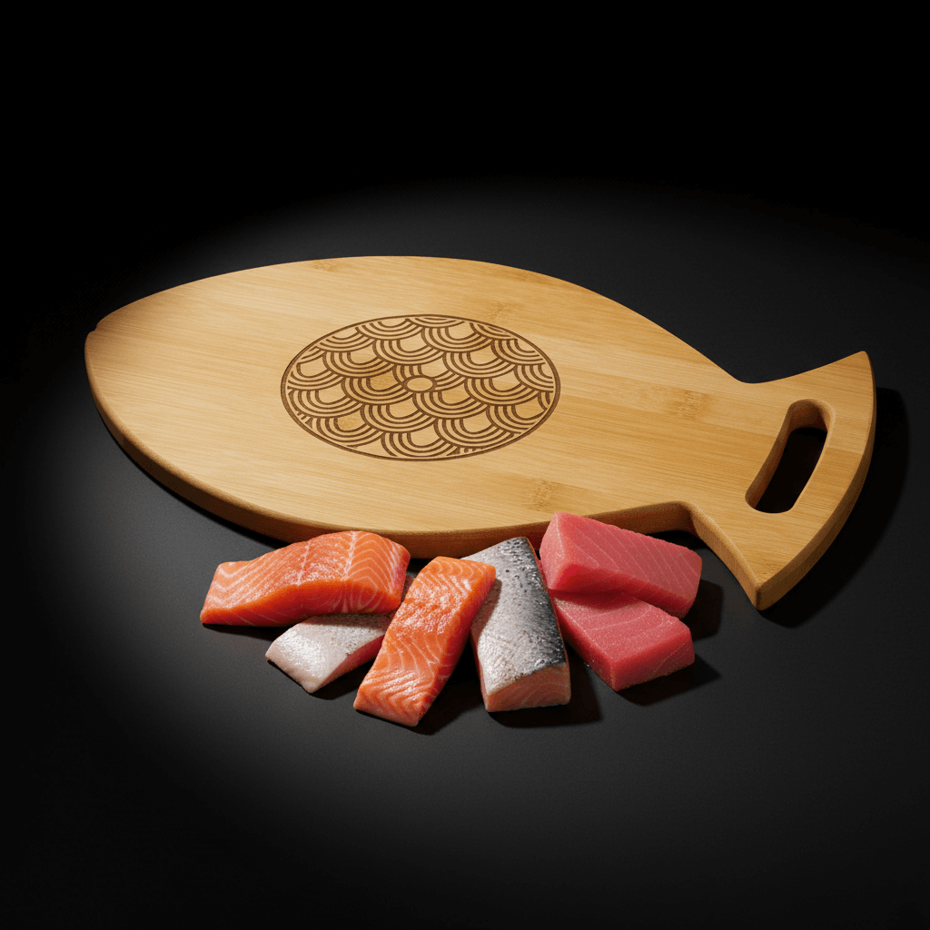 Custom engraved bamboo fish cutting board Bamboo wood Fish Shaped-3