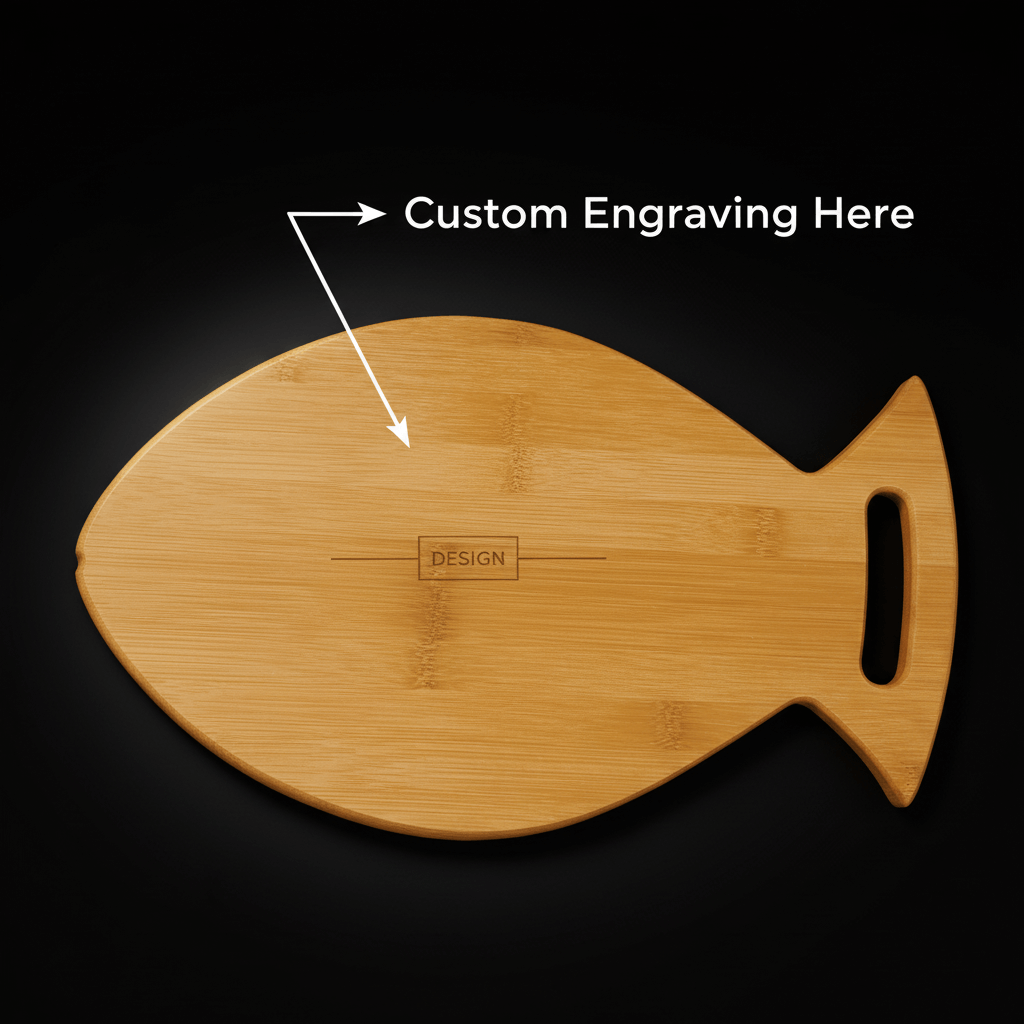 Custom engraved bamboo fish cutting board Bamboo wood Fish Shaped-1
