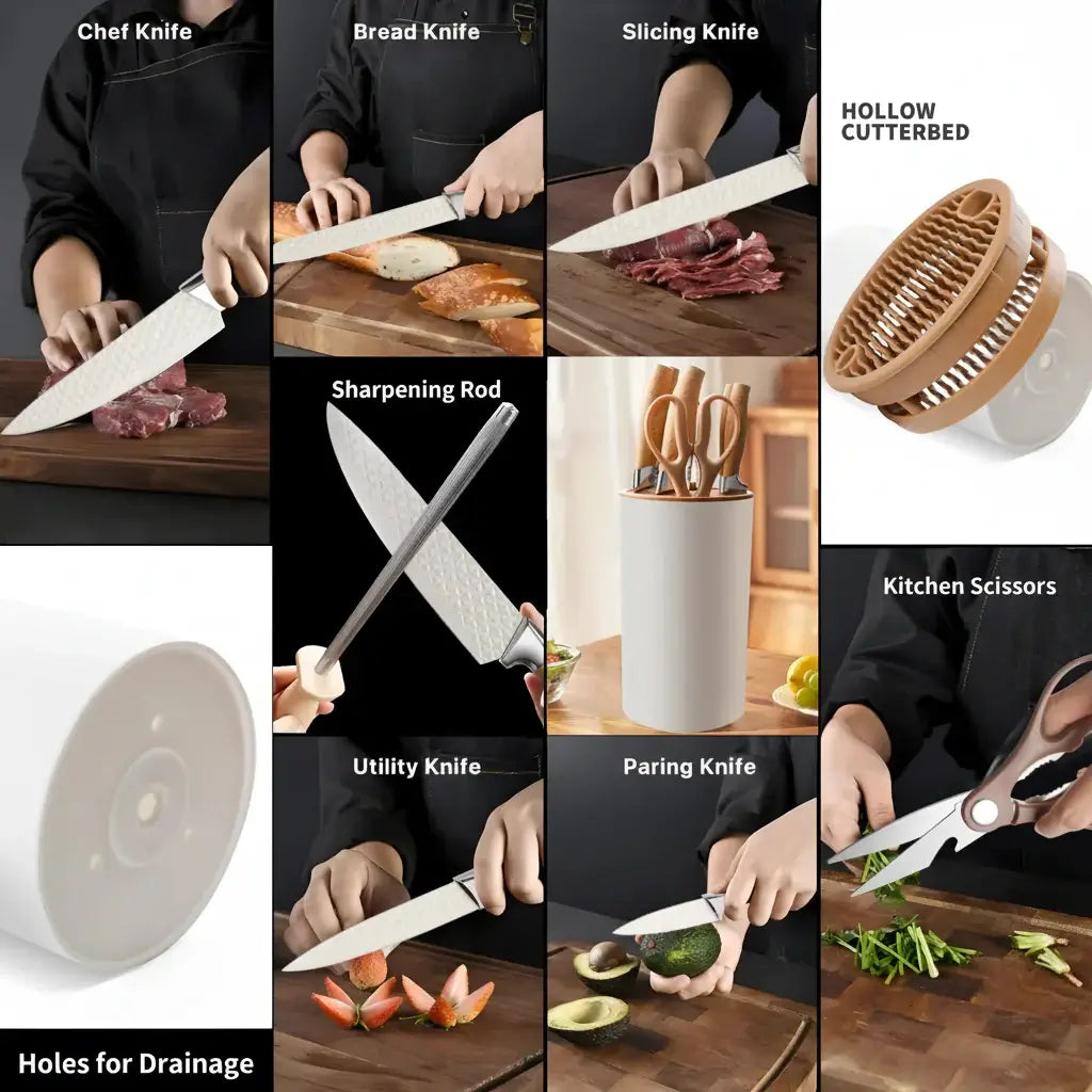 Stainless Steel Kitchen Knife Set with Holder 7-Piece-3