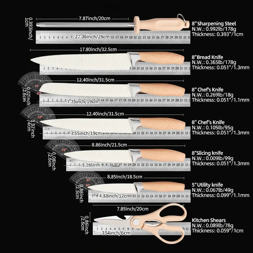 Stainless Steel Kitchen Knife Set with Holder 7-Piece-4