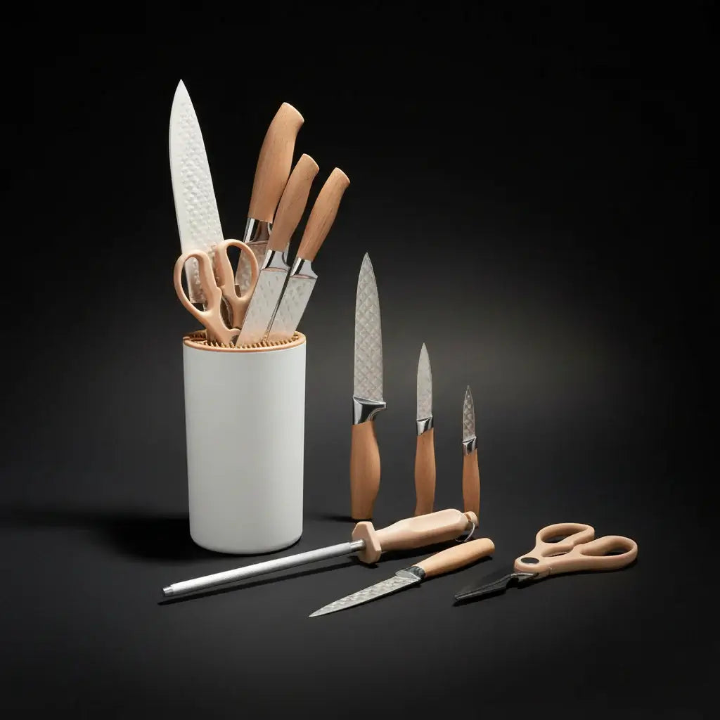 Stainless Steel Kitchen Knife Set with Holder 7-Piece-1