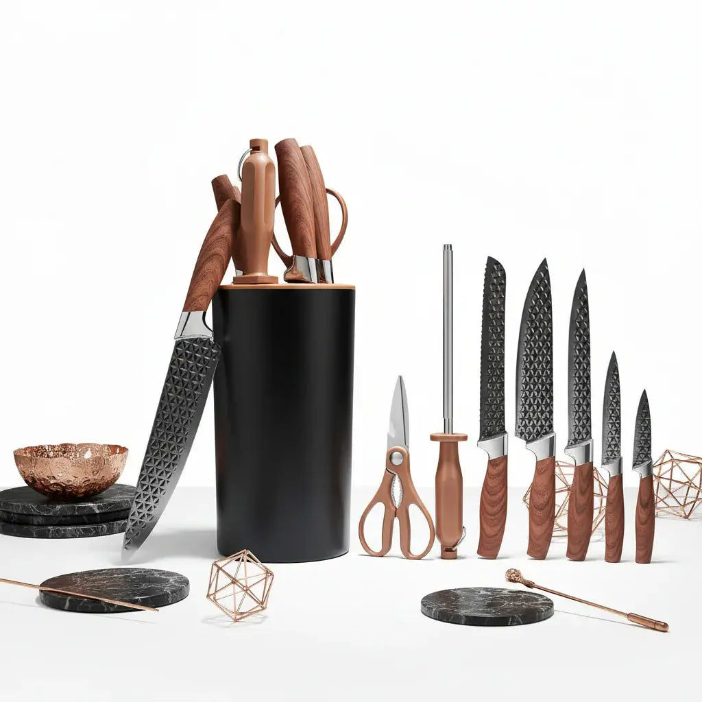Stainless Steel Kitchen Knife Set with Holder 7-Piece-0