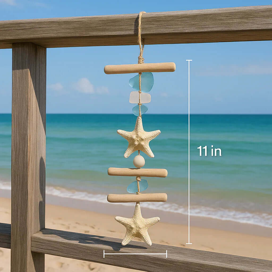 Seashells, Starfish Driftwood Beach Room Decoration Wall Hanging-0