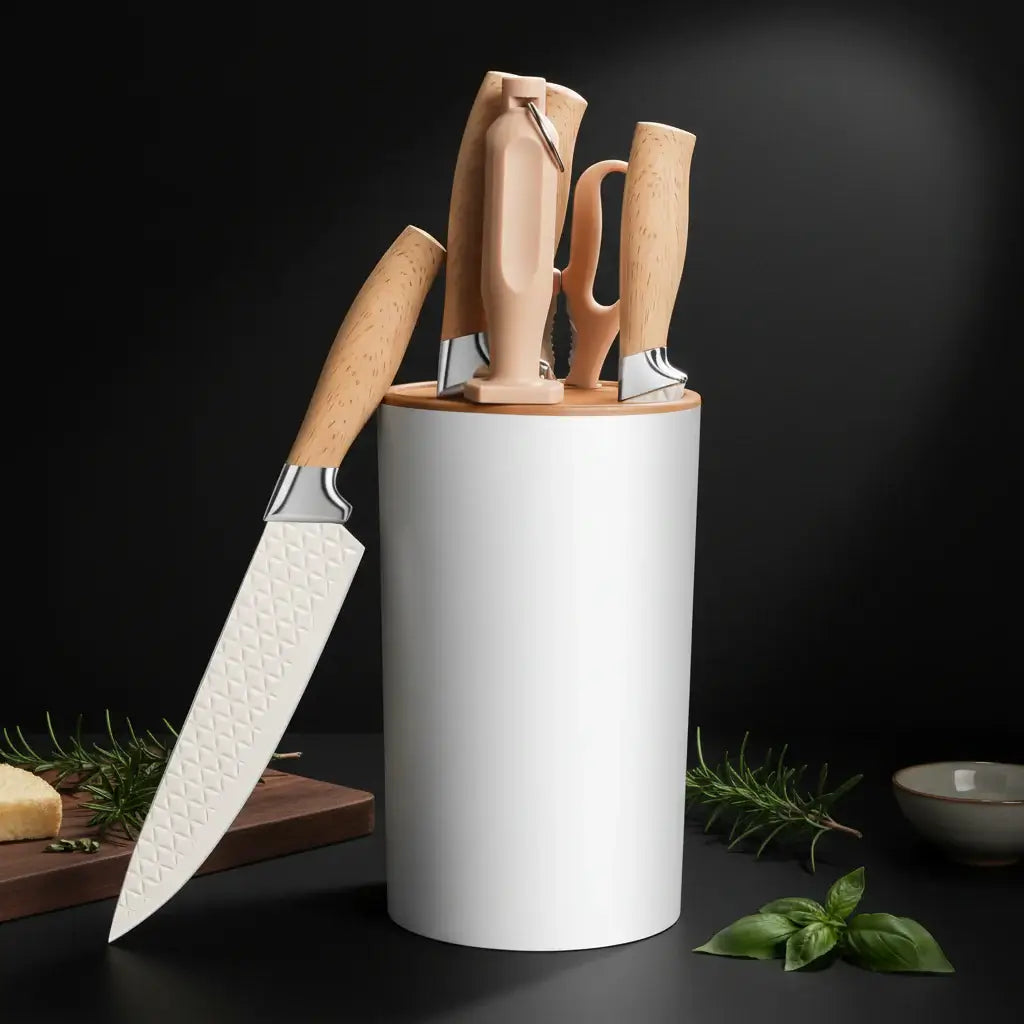 Stainless Steel Kitchen Knife Set with Holder 7-Piece-2