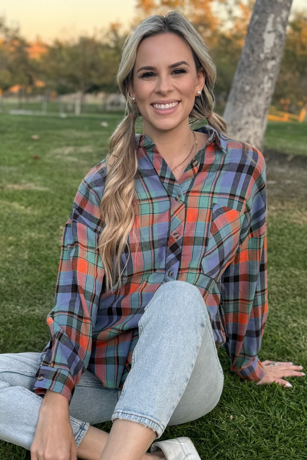 Loose-Fit Western Plaid Shirt