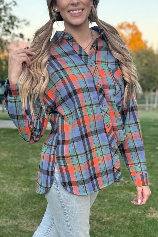 Loose-Fit Western Plaid Shirt