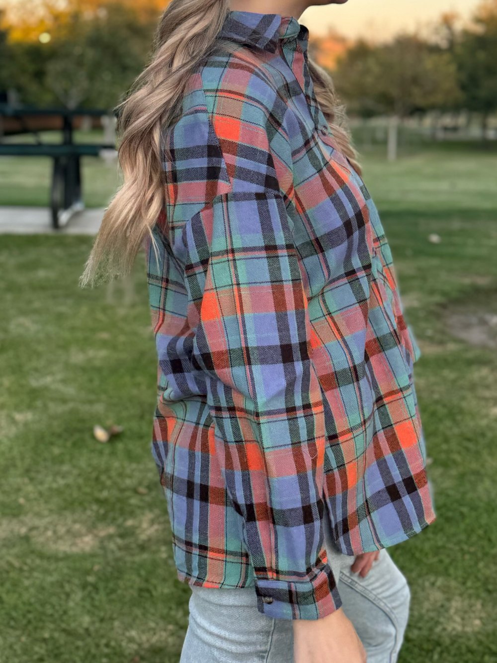 Loose-Fit Western Plaid Shirt